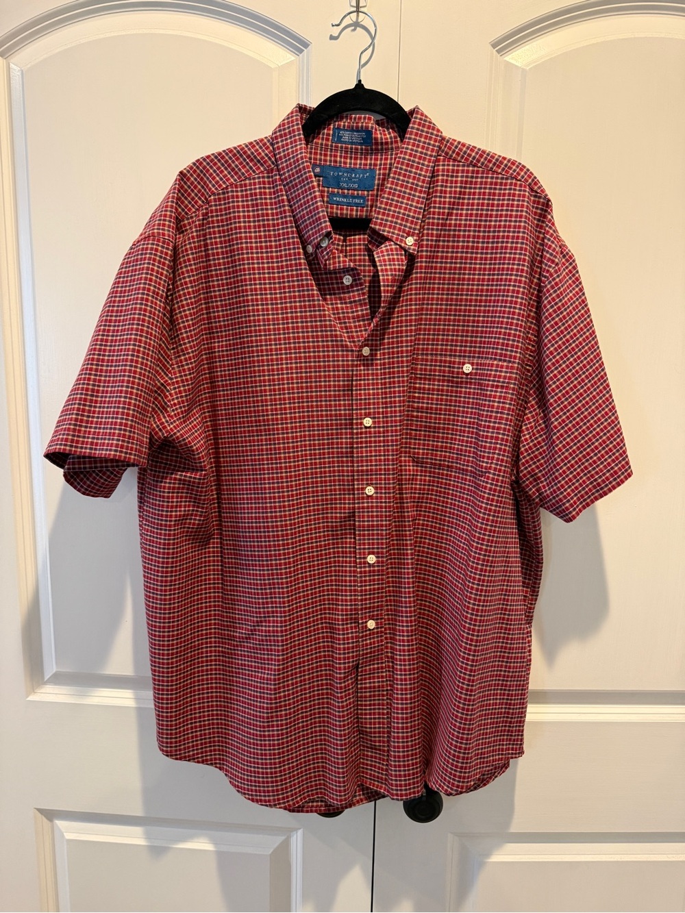 Towncraft Red Plaid Short-Sleeve Button-Down Shirt